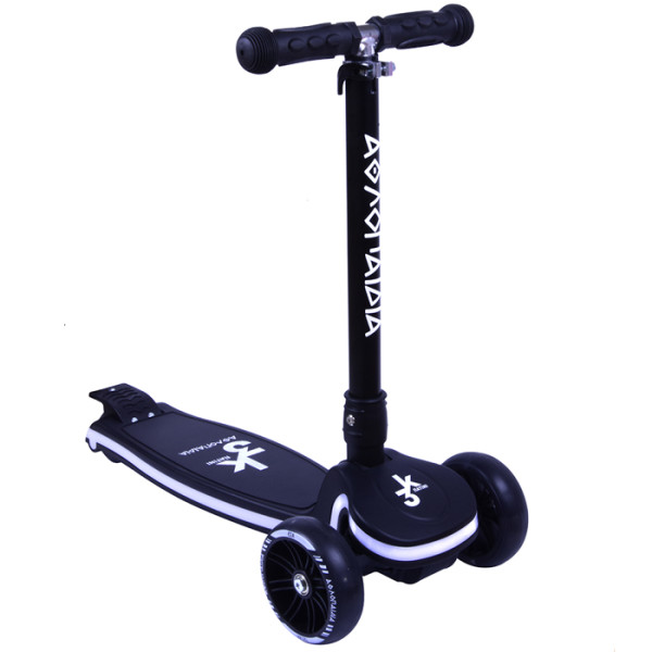 ΑΘΛΟΠΑΙΔΙΑ 3τροχο Πατίνι (Scooter) αναδιπλούμενο με φωτιζόμενη βάση και ροδάκια - Μαύρο 