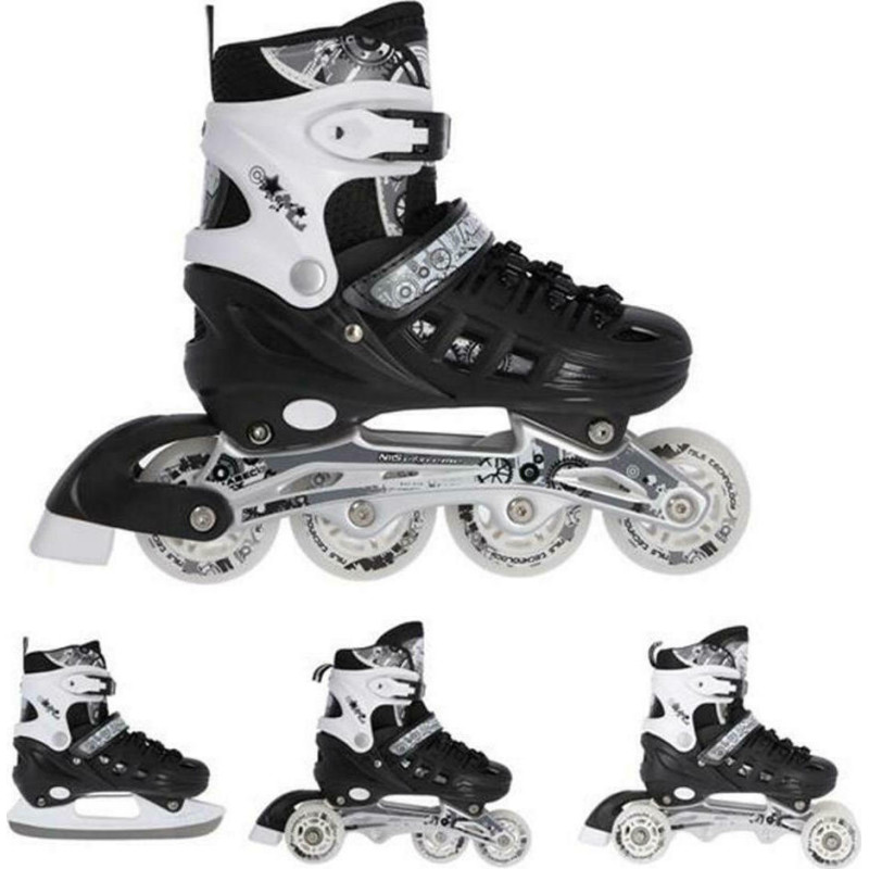 Αυξομειούμενα Πατίνια Roller NH 10905 ΣΕΤ 4 ΣΕ 1 INLINE SKATES NILS EXTREME ΜΑΥΡΟ