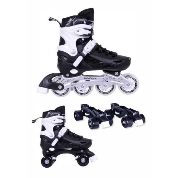 ΑΘΛΟΠΑΙΔΙΑ 10306 Αυξομειούμενα Πατίνια/Roller Skates 2 σε 1 - Μαύρο 