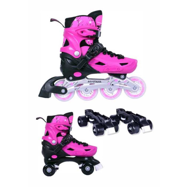 ΑΘΛΟΠΑΙΔΙΑ 10306 Αυξομειούμενα Πατίνια/Roller Skates 2 σε 1 - Ροζ 